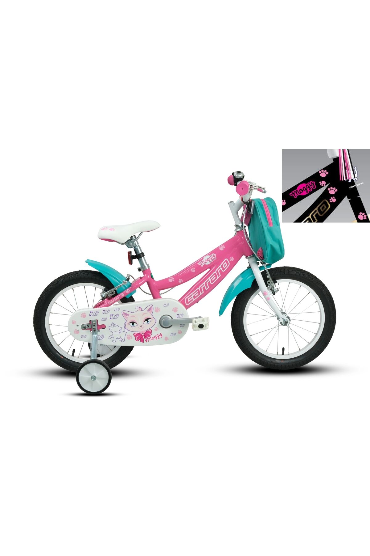 Moggy 16 Jant Kız Çocuk Bisikleti (105/120 Cm Boy) Siyah Pembe