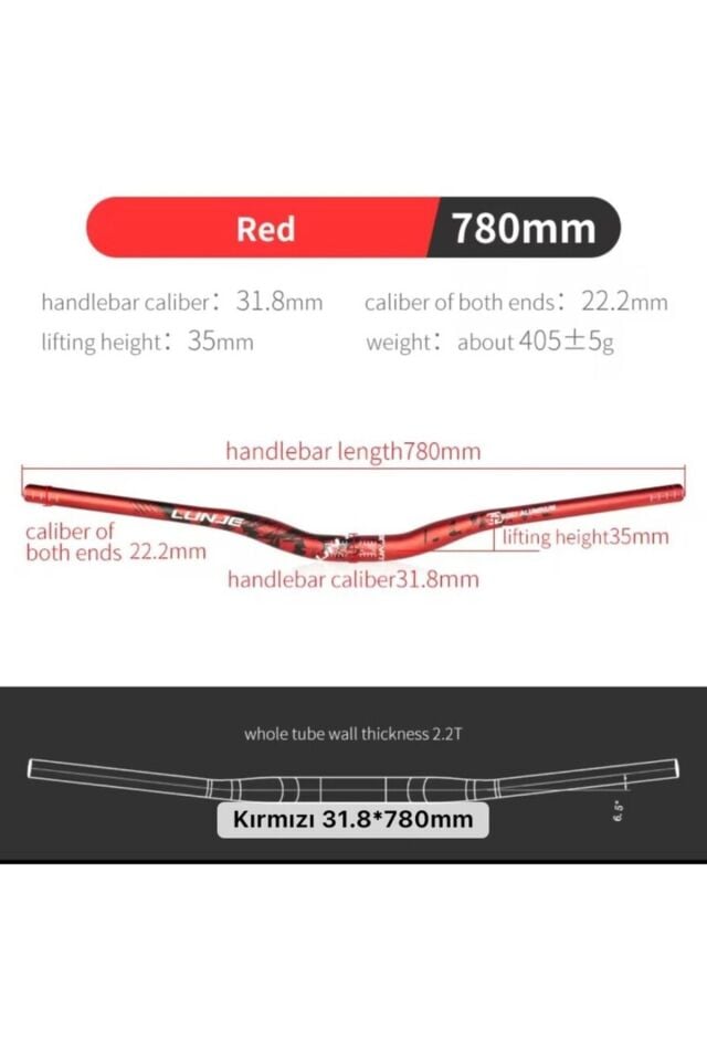 All Ride Açılı 31.8mm 78cm Mtb Bisiklet Gidonu Kırmızı Kırmızı