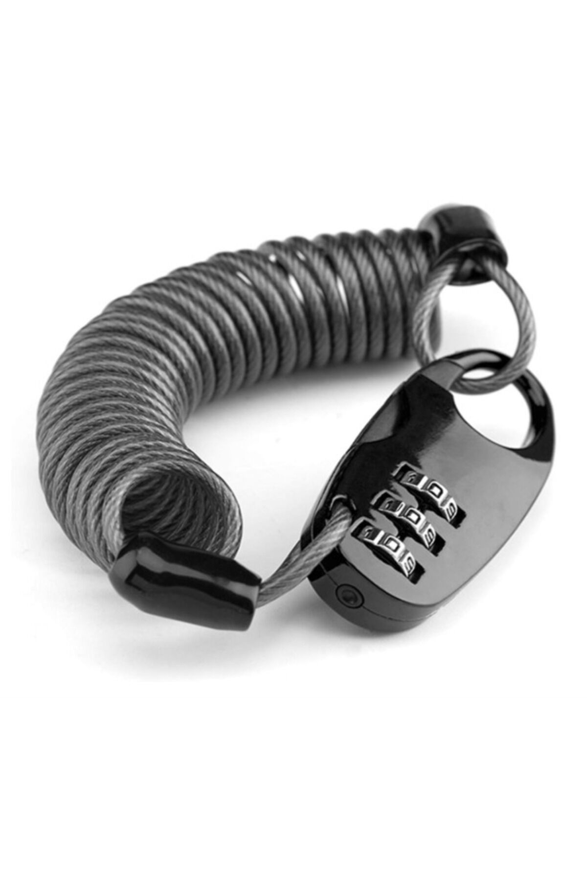 Coil Cable Lock Kask Kilidi Siyah