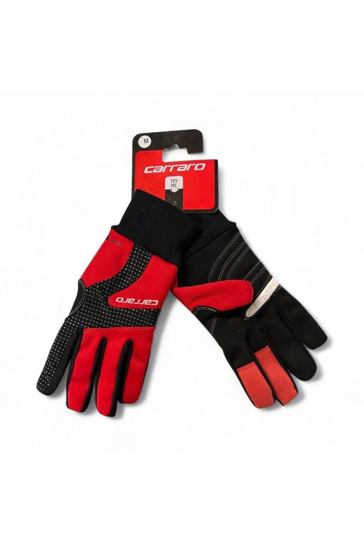 Uzun Parmak Kışlık Eldiven Kırmızı/Siyah M (Medıum)
