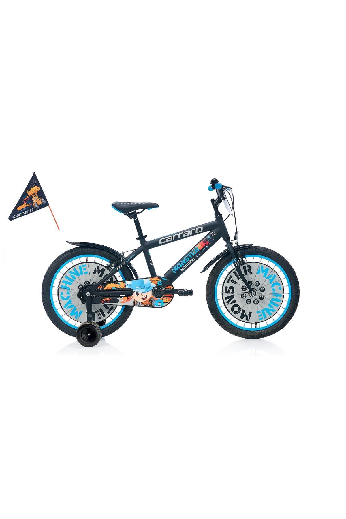 20J CARRARO MONSTER ÇOCUK BİSİKLETİ - MAT SİYAH GRİ MAVİ
