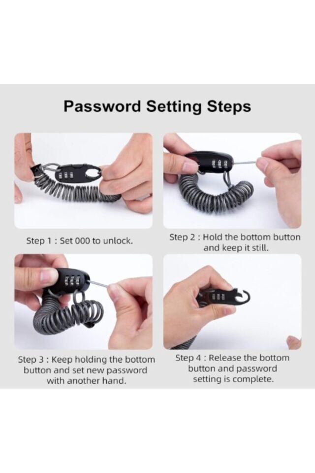 Coil Cable Lock Kask Kilidi