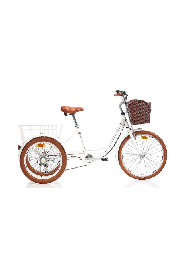 Carraro Caravan Katlanır 24 Jant Kargo Üç Tekerli 6 Vites V Fren Bisiklet Turkuaz Beyaz Kahve