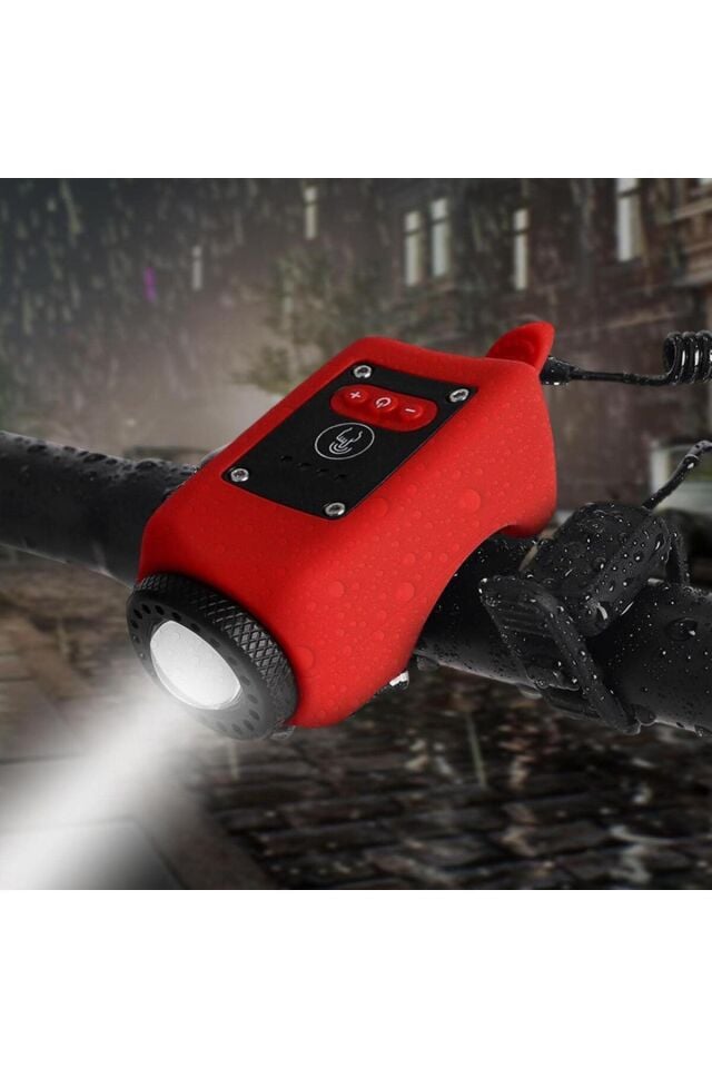 Xbyc 6128 Usb Şarjlı 250 Lümen 120 Db Yüksek Sesli Bisiklet Ön Farı Ve Korna Mavi